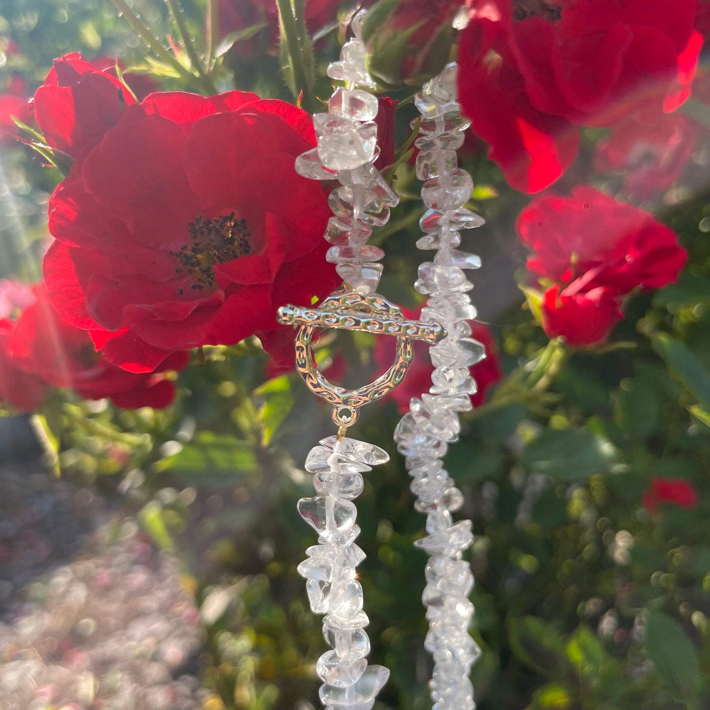 Clear Quartz Chip Choker Necklace