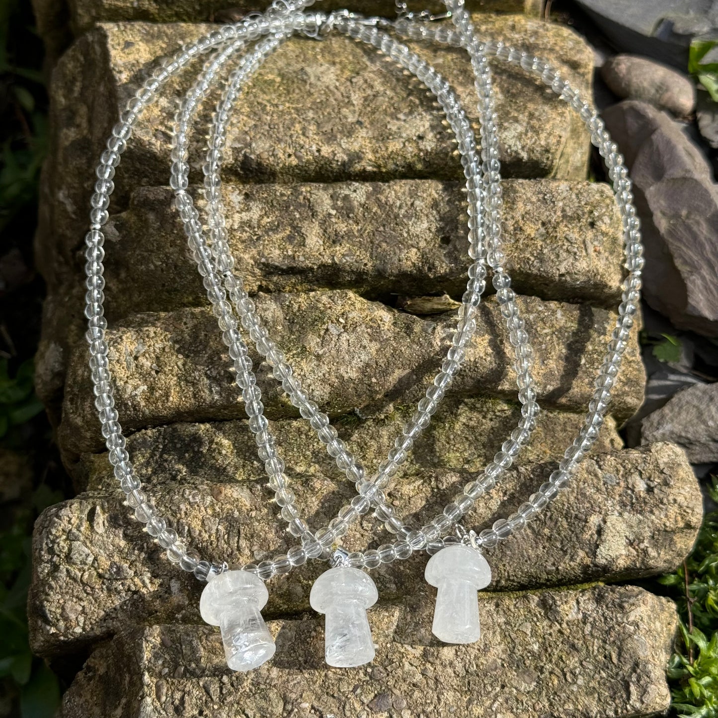 Clear Quartz Mushroom Charm Choker Necklace π
