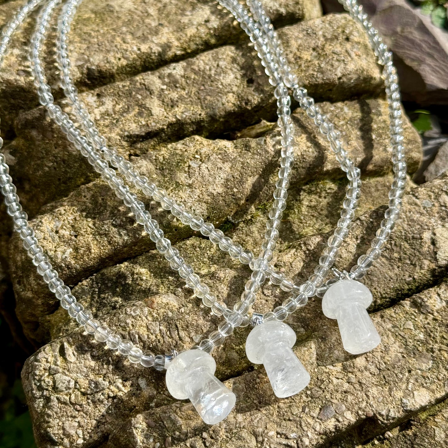 Clear Quartz Mushroom Charm Choker Necklace π
