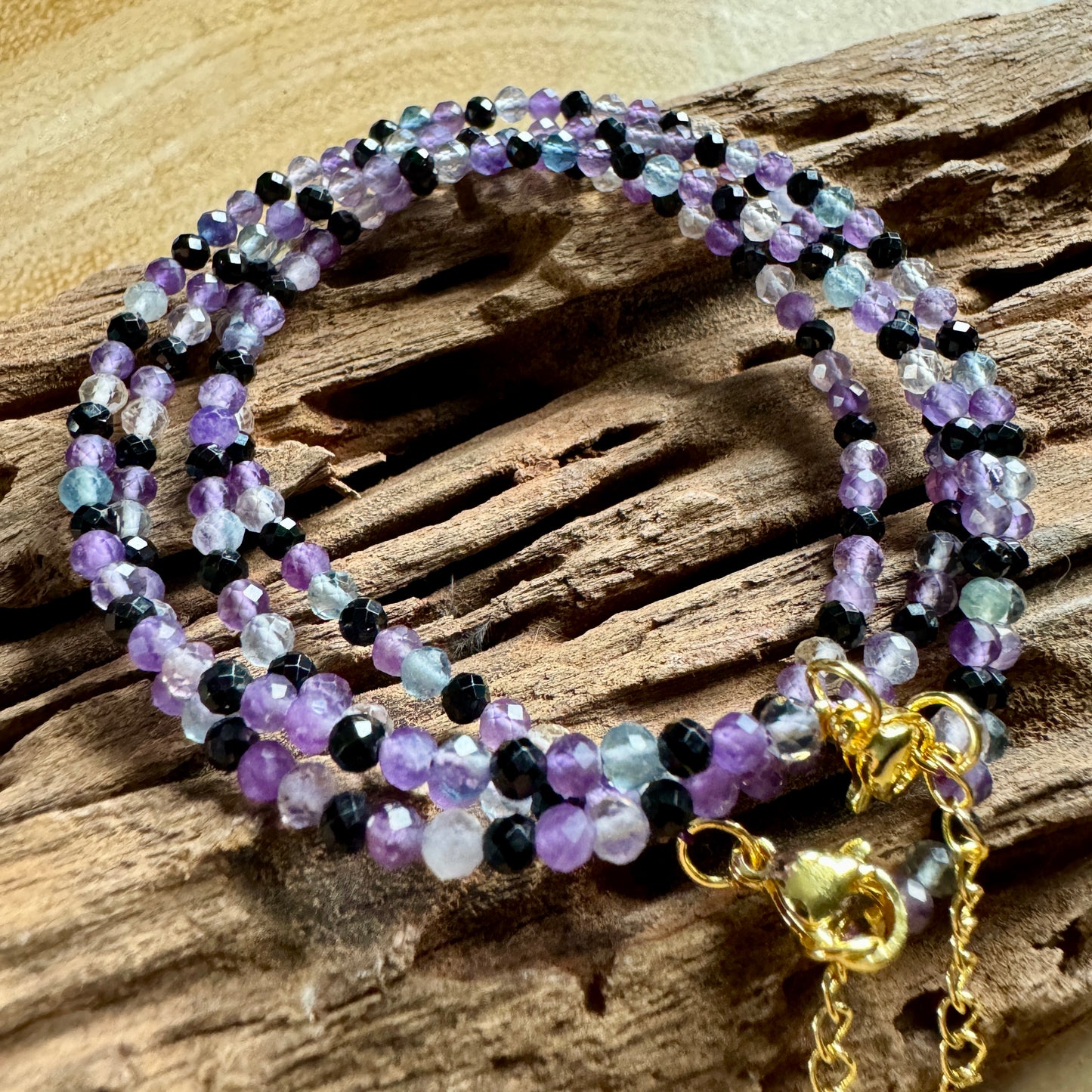 Empath Protection Choker - Fluorite, Amethyst & Black Tourmaline