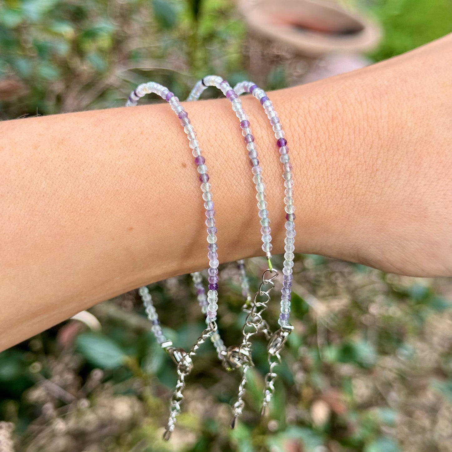 Rainbow Fluorite Minimalist Beaded Bracelet