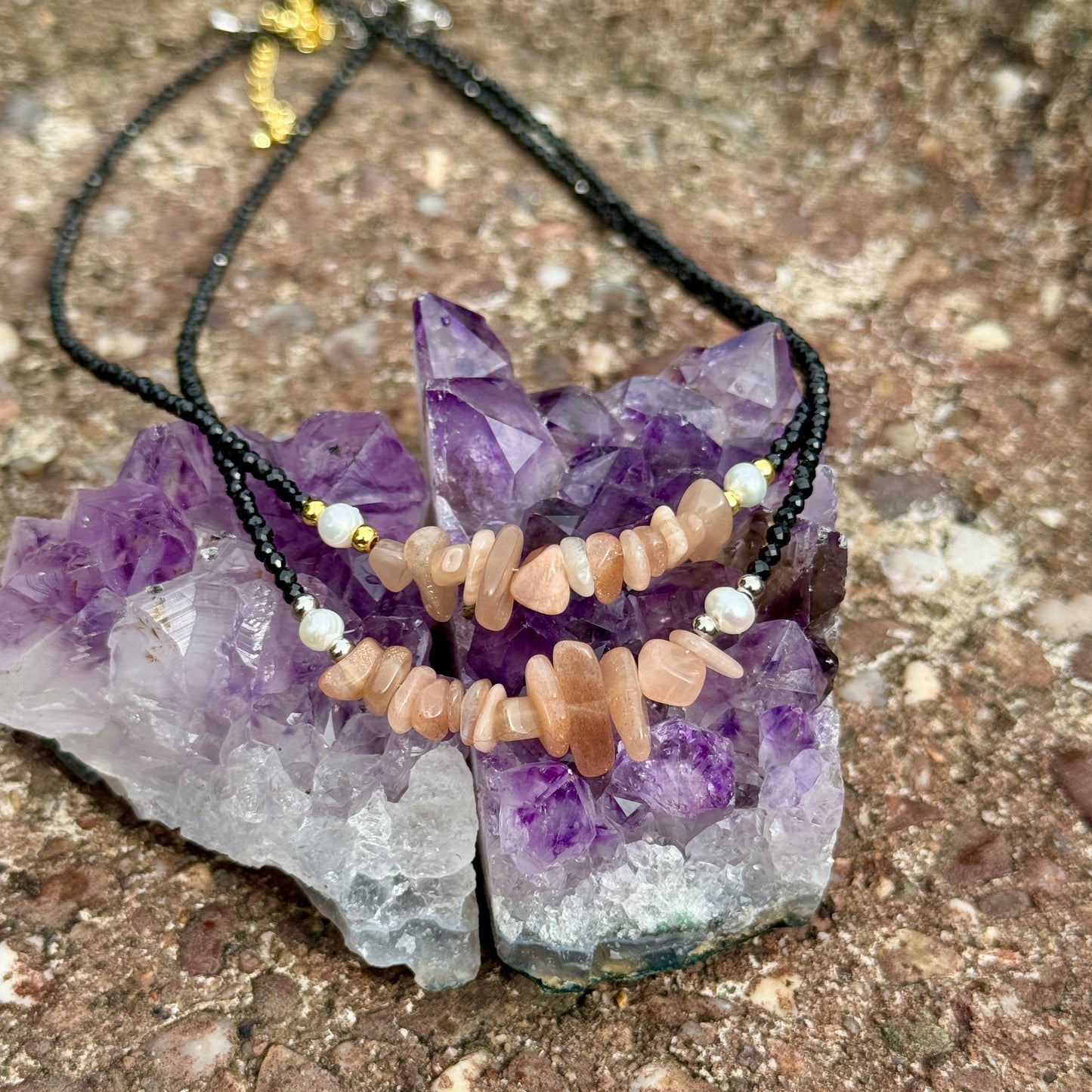 Sunstone/Black Tourmaline - Everyday Witch Choker Necklace