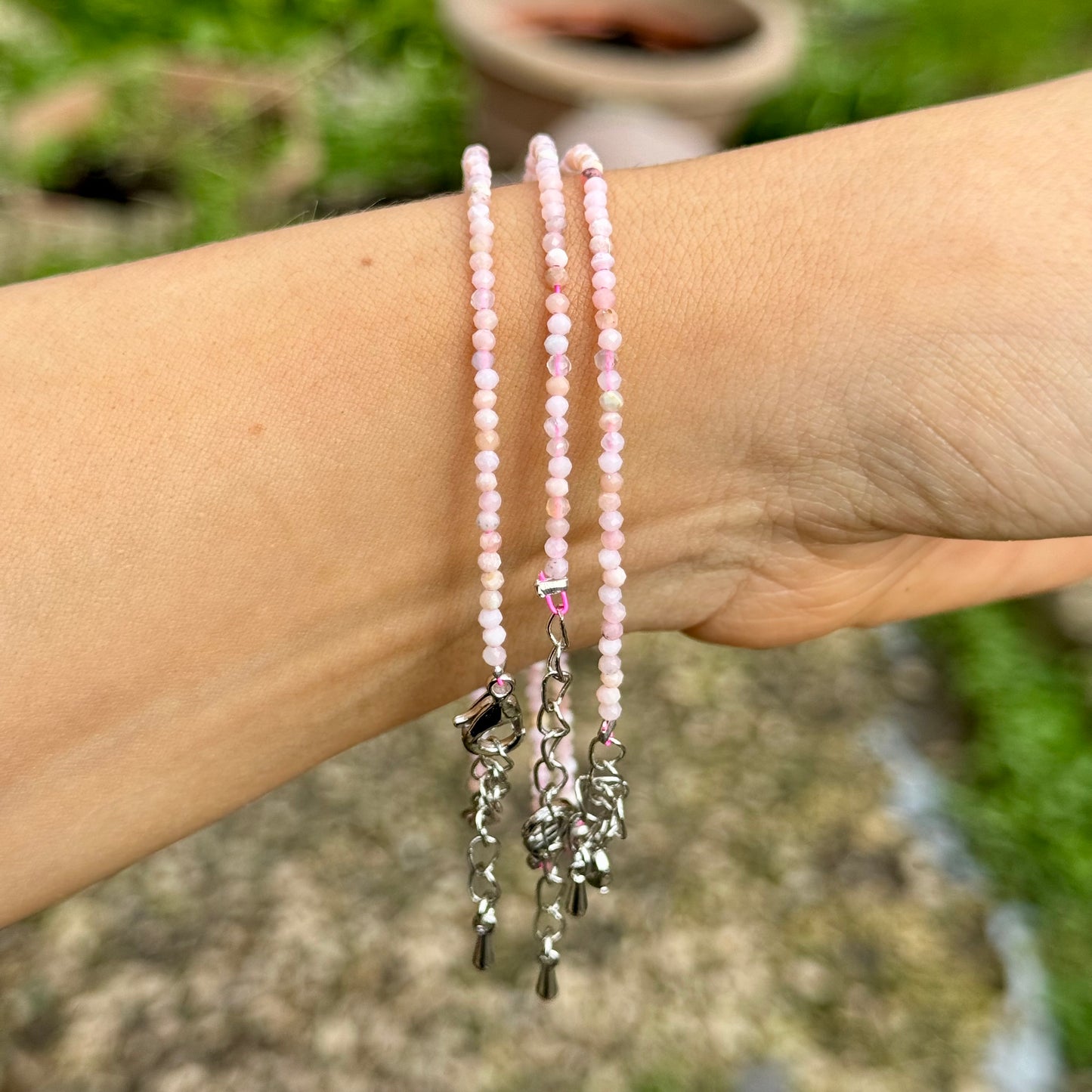 Pink Opal Minimalist Beaded Bracelet