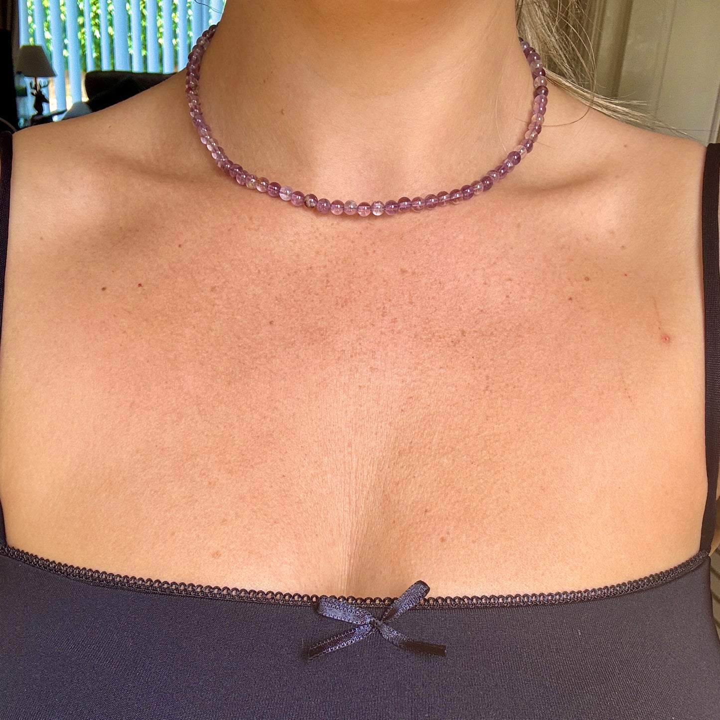 Purple Phantom Ghost Quartz Choker Necklace