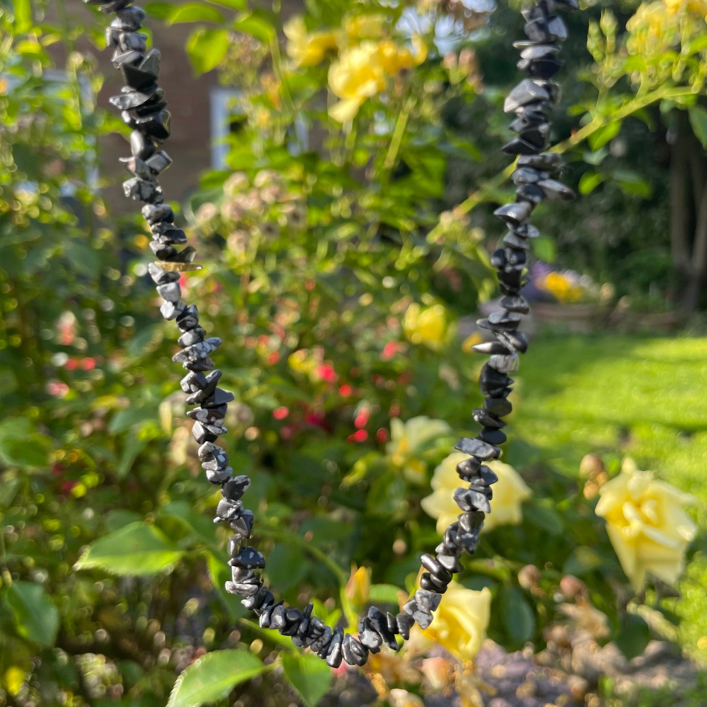 Snowflake Obsidian Chip Necklace