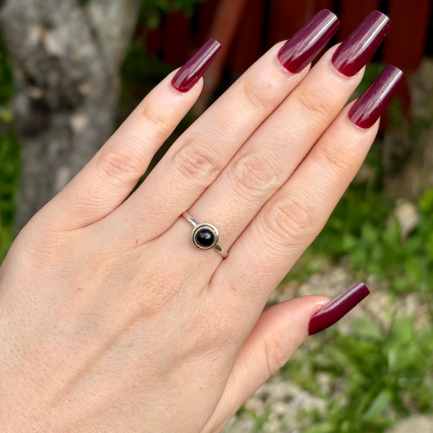 Black Tourmaline 925 Silver Ring (SIZE P/Q) - Dark Femme Collection