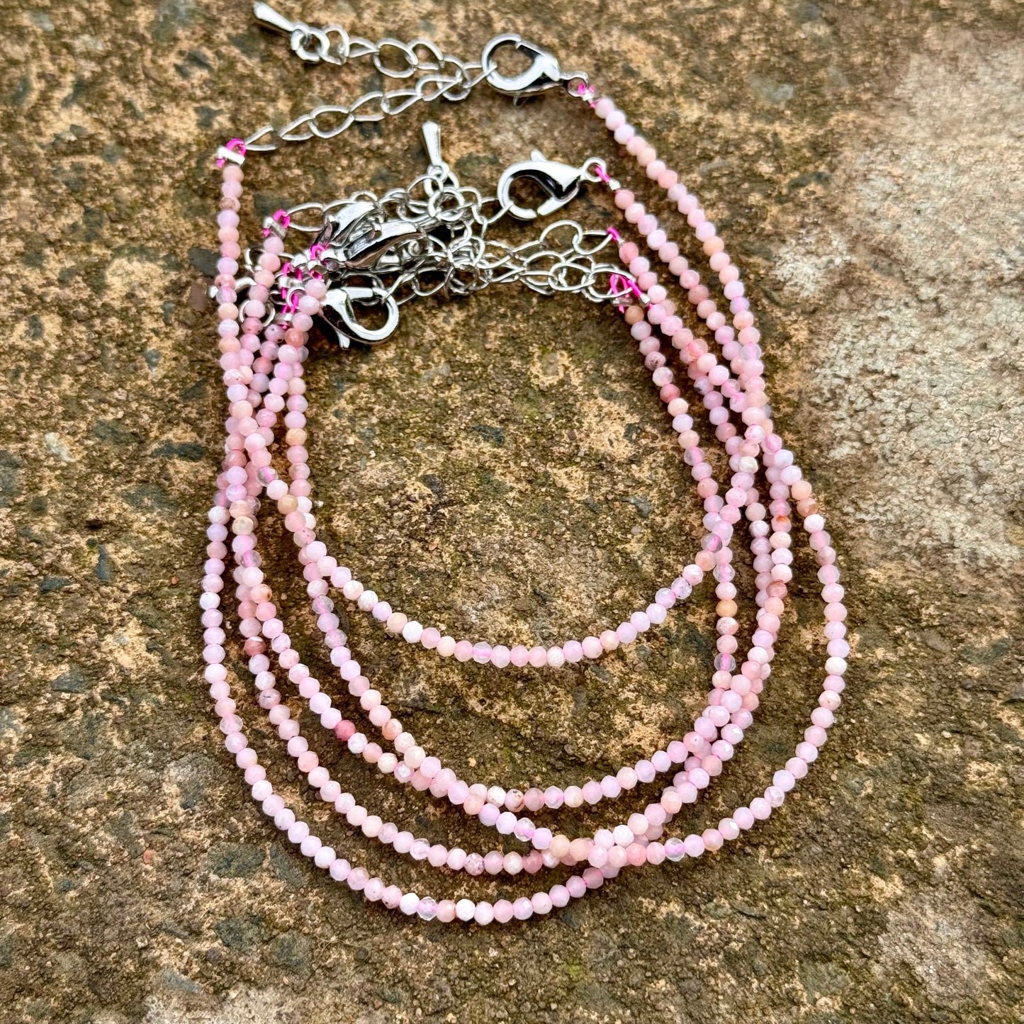 Pink Opal Minimalist Beaded Bracelet