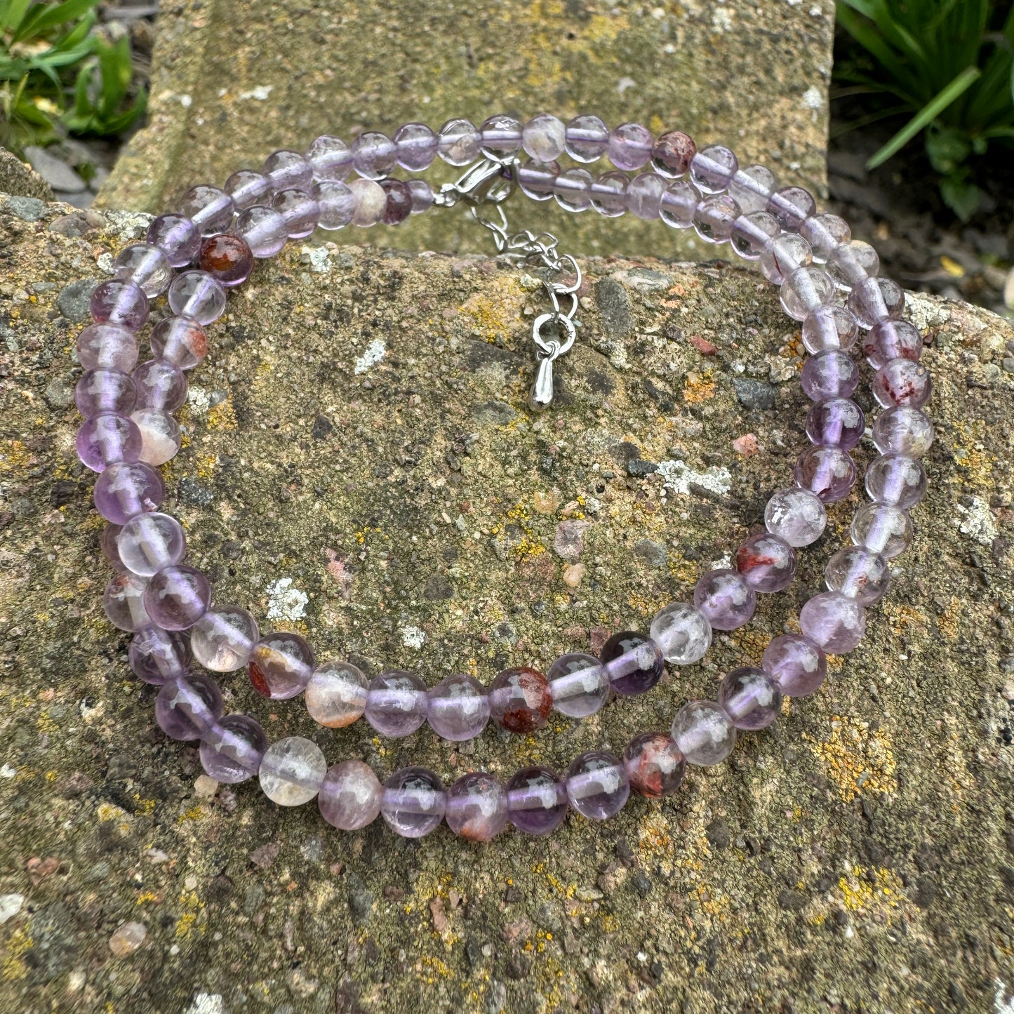 Purple Phantom Ghost Quartz Choker Necklace