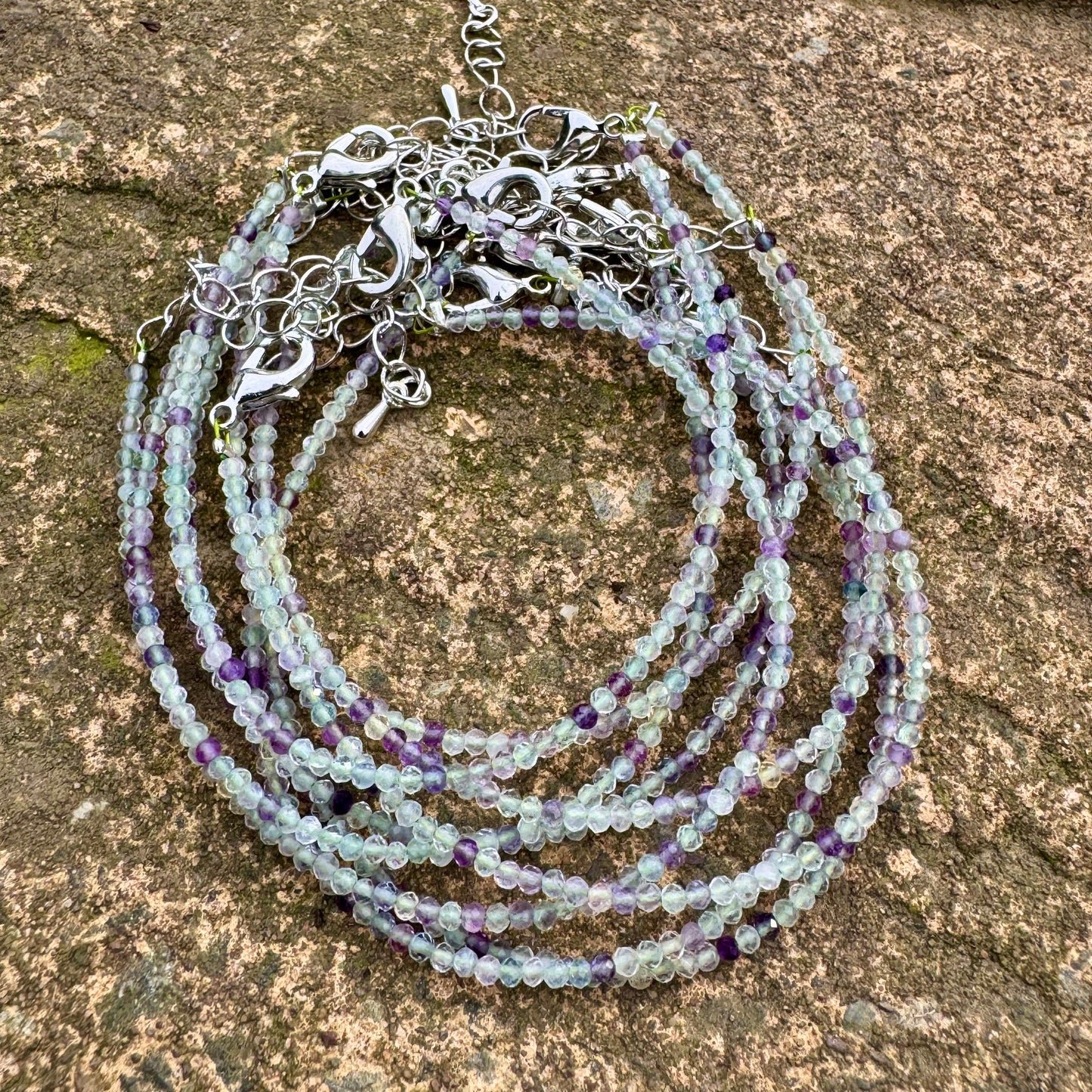 Rainbow Fluorite Minimalist Beaded Bracelet