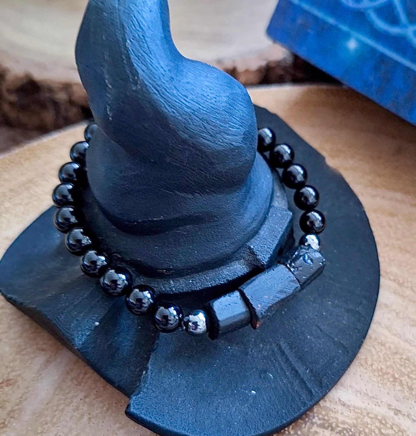 Black Tourmaline and Hematite 6mm Beaded Bracelet