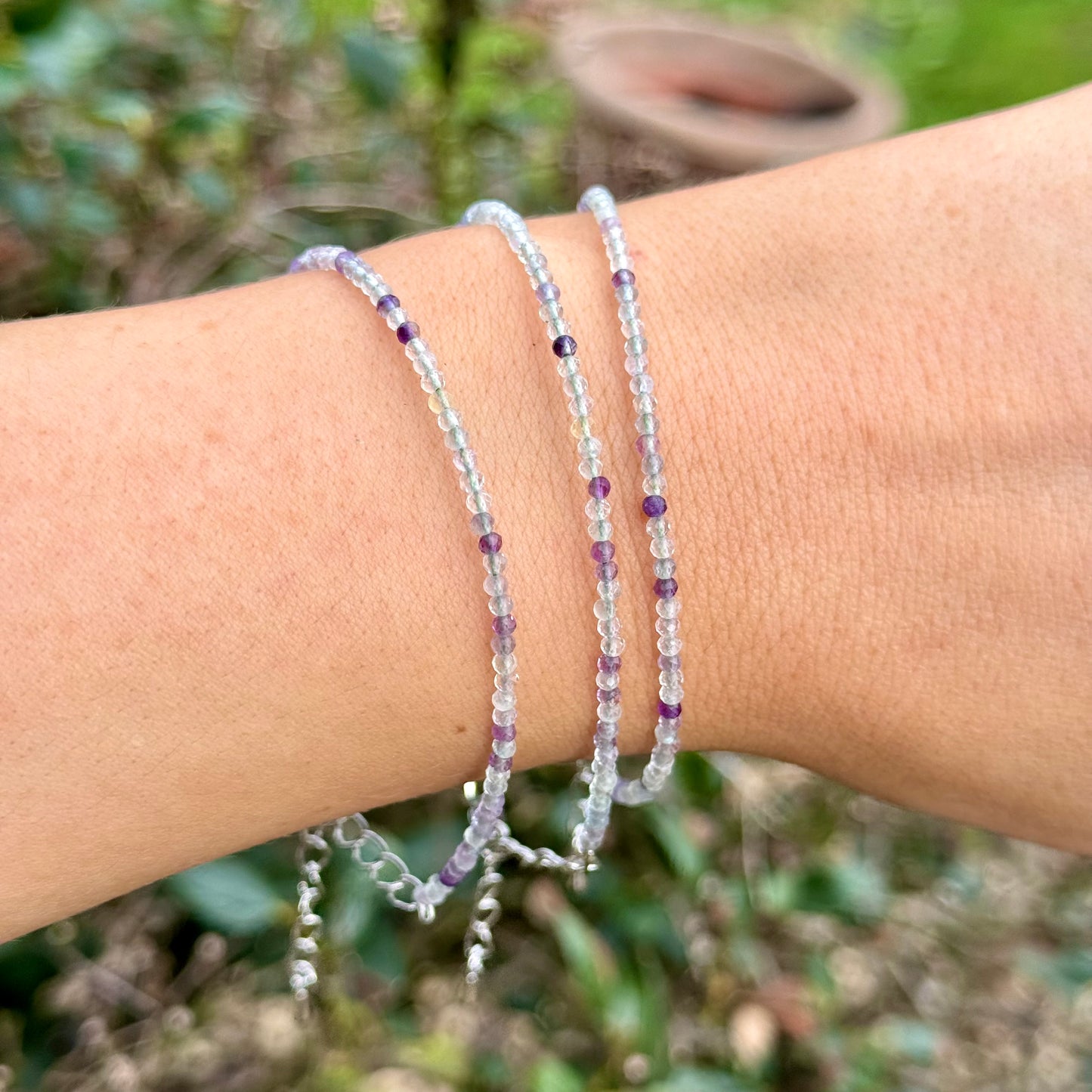 Rainbow Fluorite Minimalist Beaded Bracelet