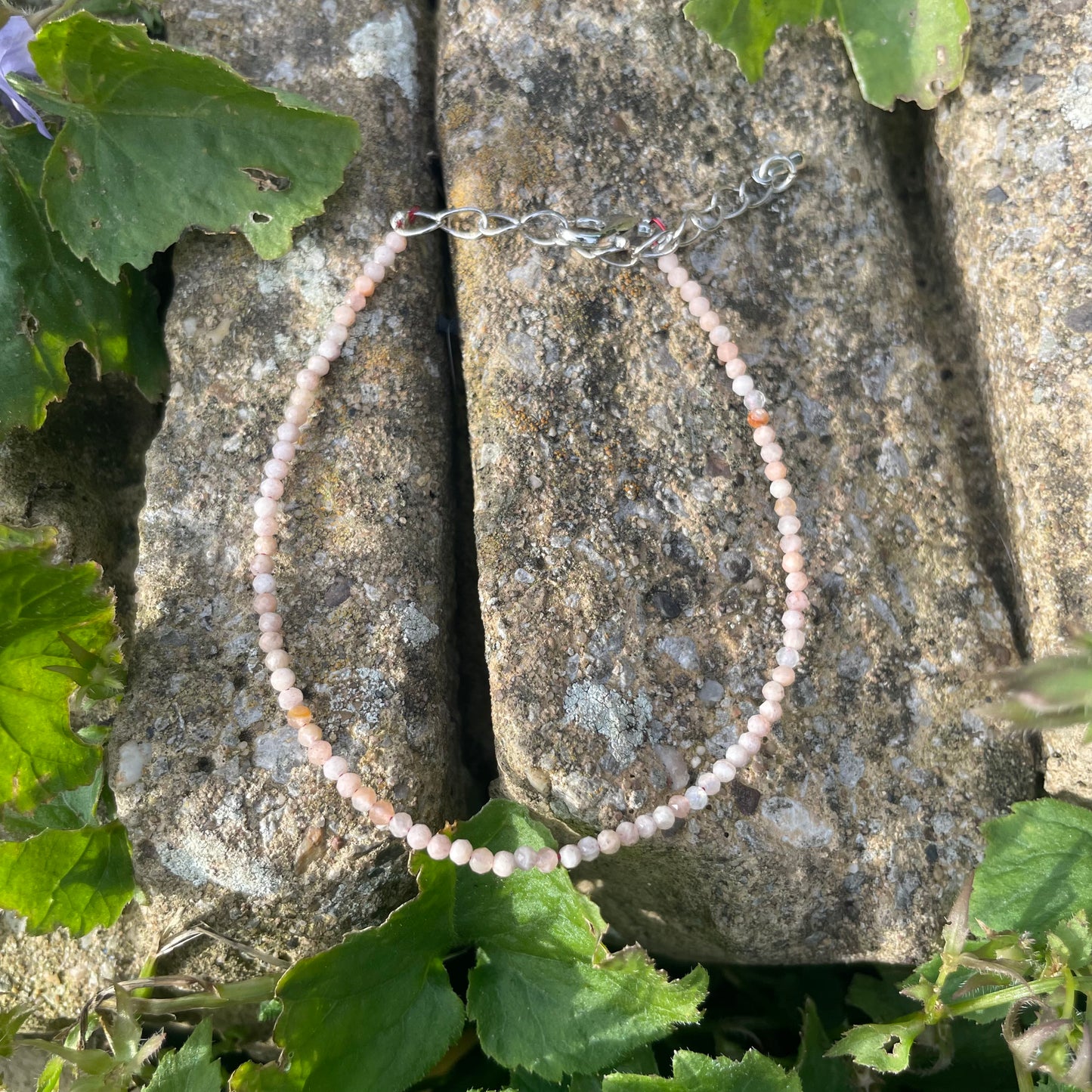 Peach Moonstone Minimalist Bracelet 🪷