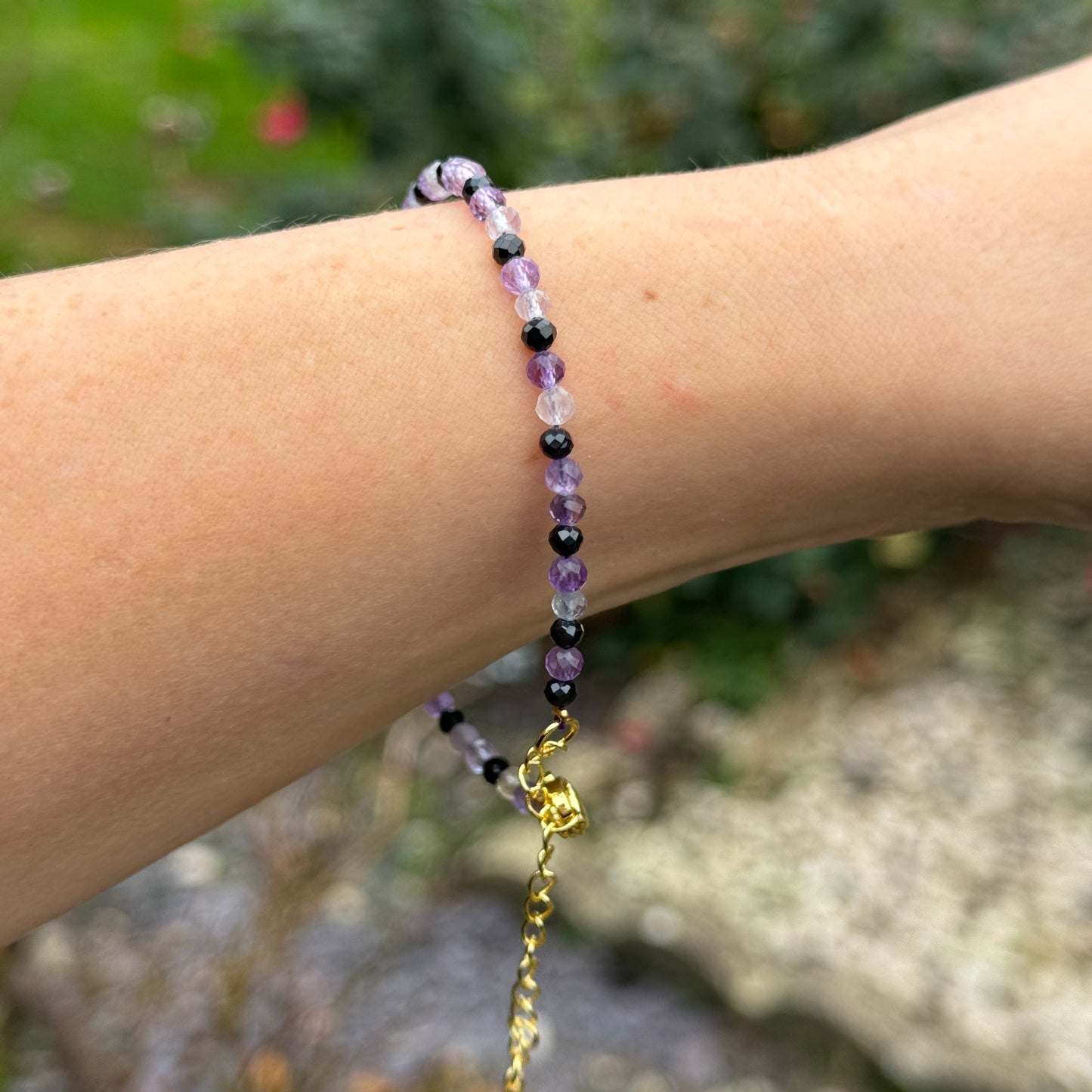 Empath Protection Minimalist Bracelet - Fluorite, Amethyst & Black Tourmaline