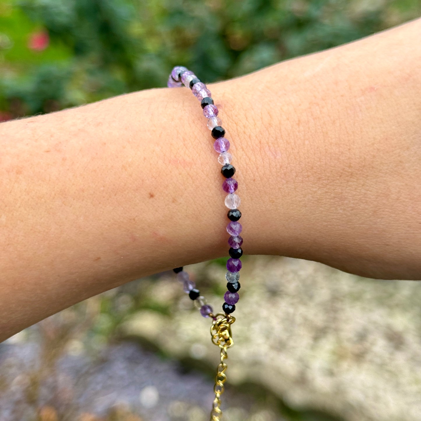 Empath Protection Minimalist Bracelet - Fluorite, Amethyst & Black Tourmaline