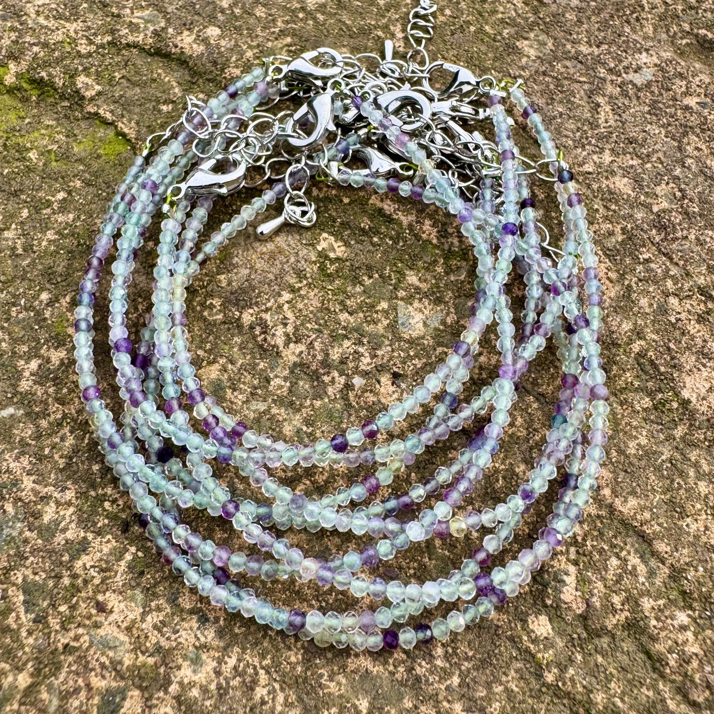Rainbow Fluorite Minimalist Beaded Bracelet