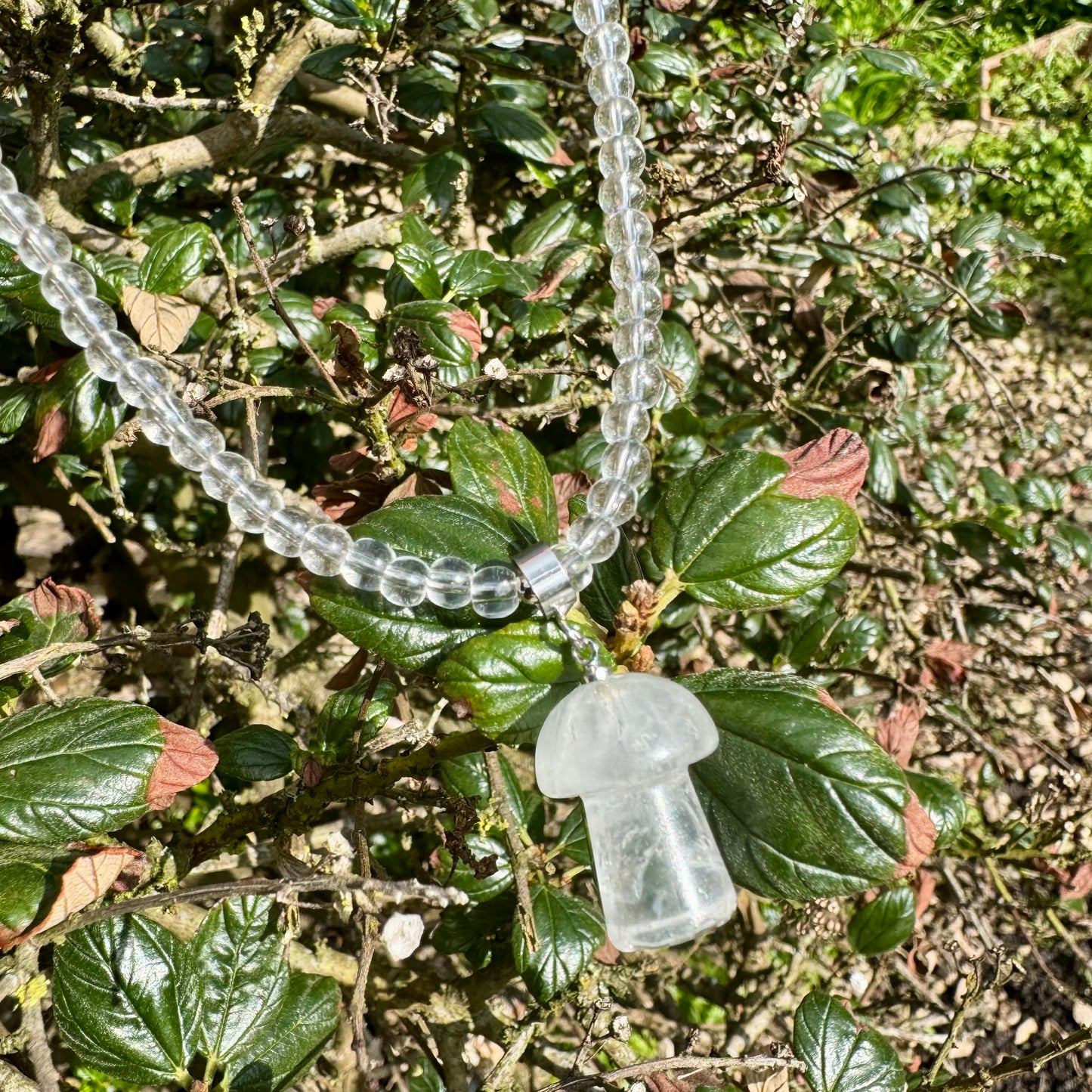 Clear Quartz Mushroom Charm Choker Necklace π