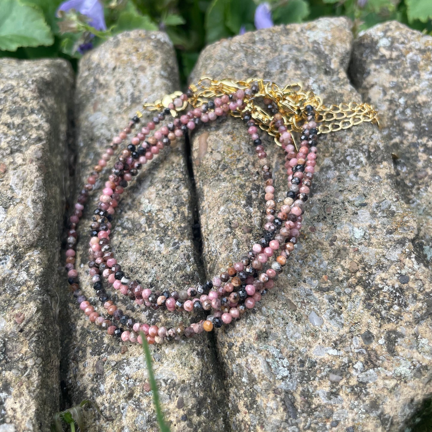 Rhodonite Minimalist Bracelet 🩷🖤