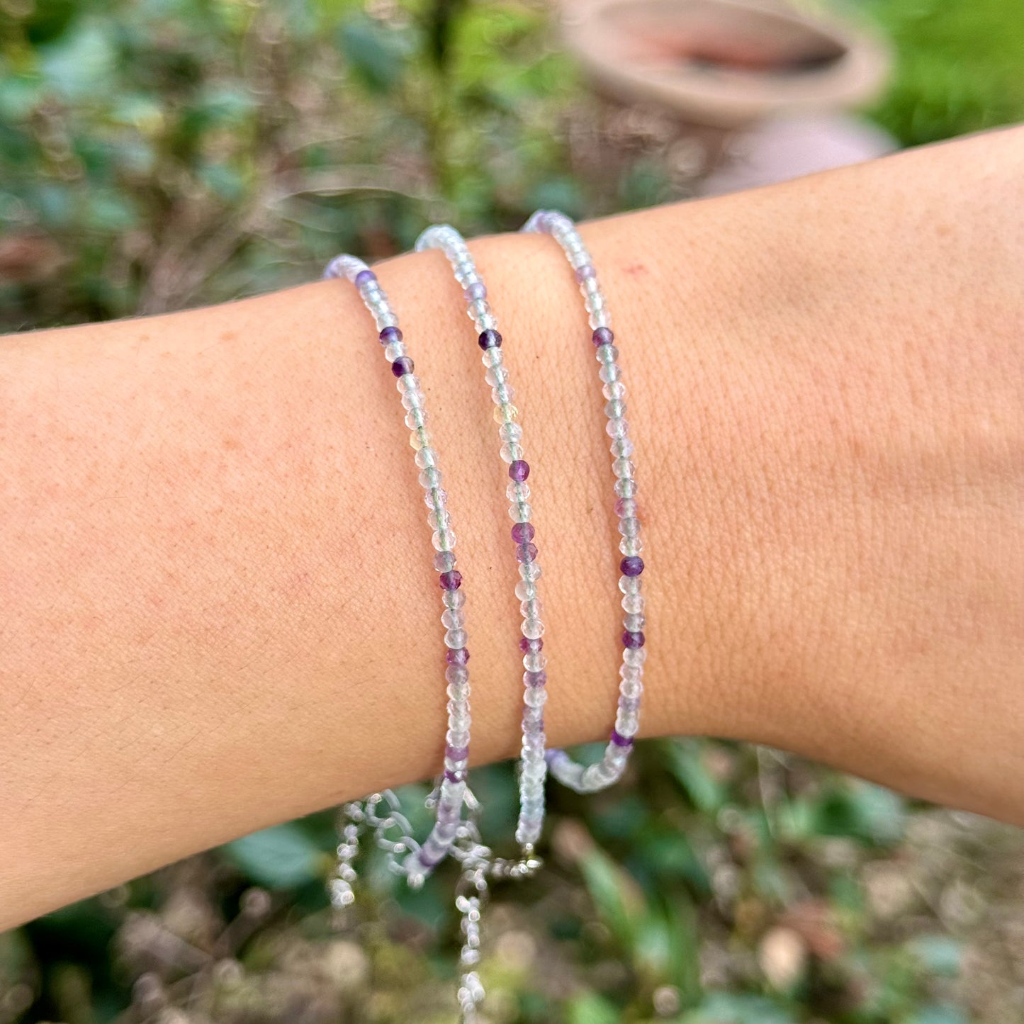 Rainbow Fluorite Minimalist Beaded Bracelet