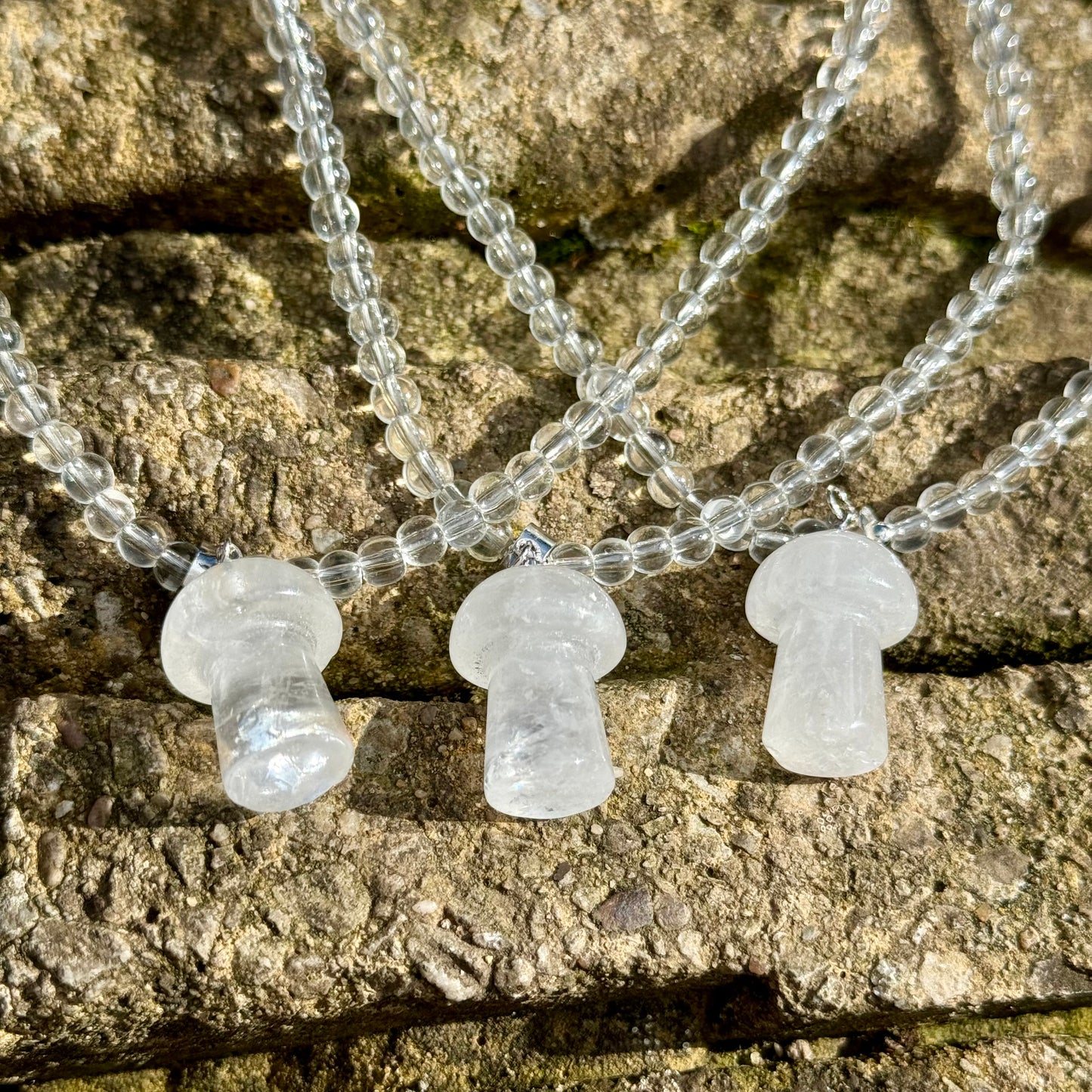 Clear Quartz Mushroom Charm Choker Necklace π