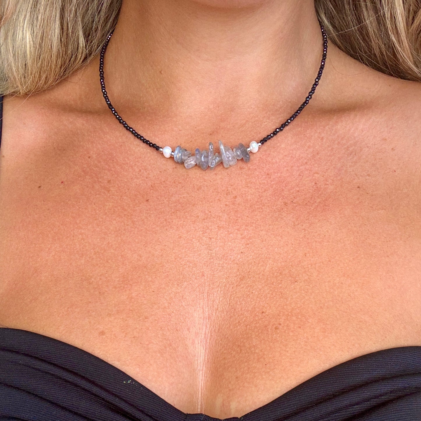 Black Tourmaline and Labradorite Choker Necklace
