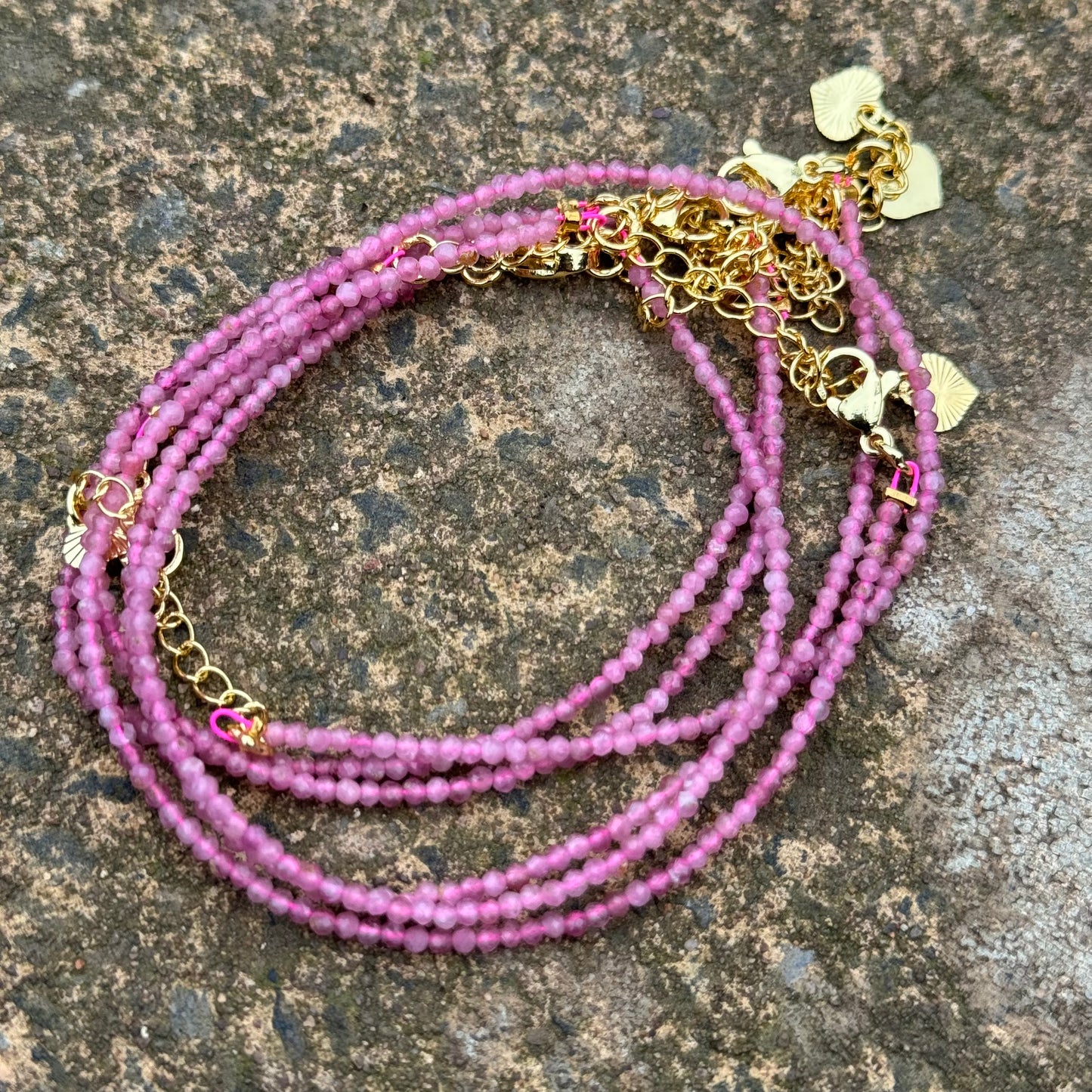 Pink Tourmaline Minimalist Beaded Bracelet