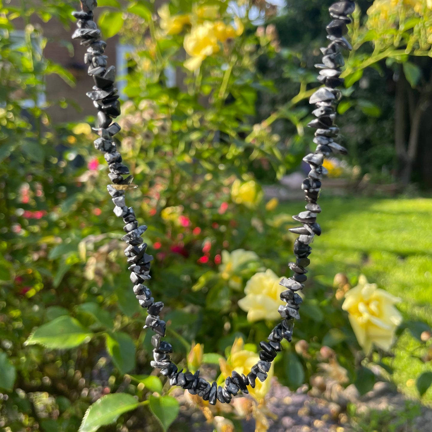 Snowflake Obsidian Chip Necklace