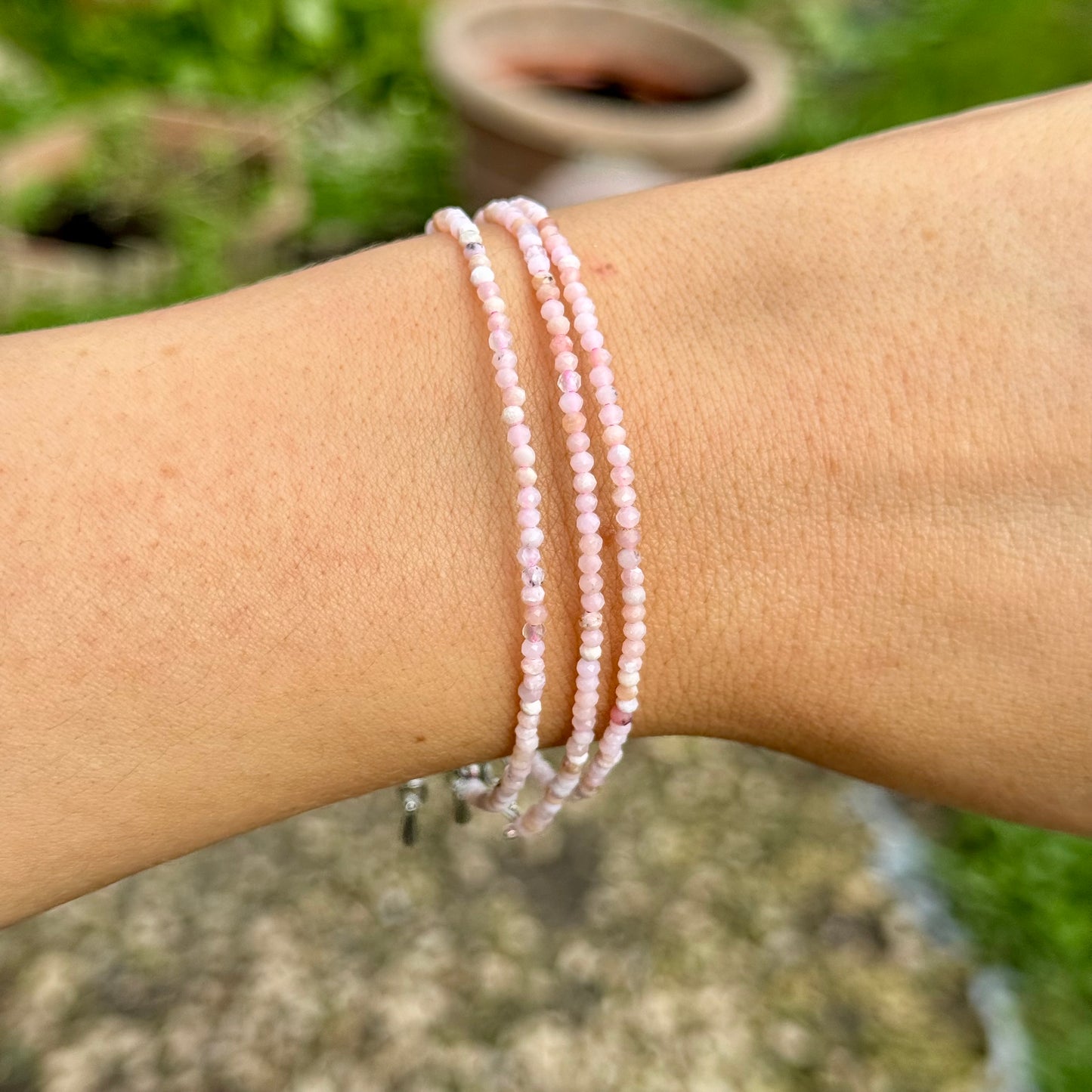 Pink Opal Minimalist Beaded Bracelet