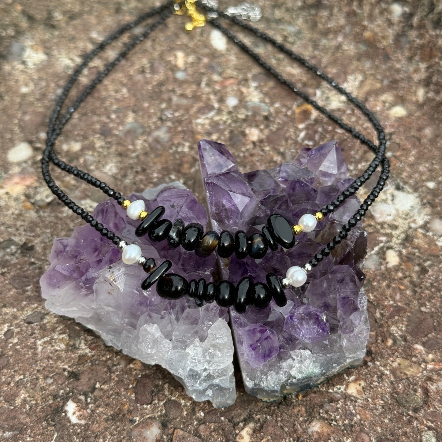 Black Tourmaline and Black Onyx Choker Necklace