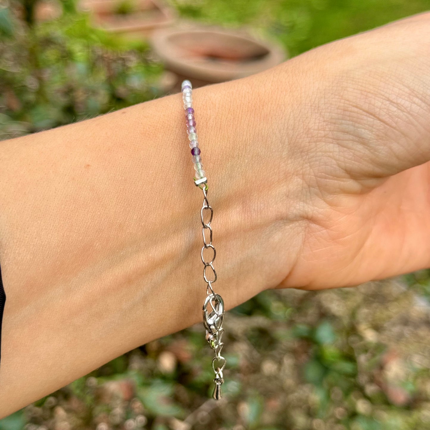 Rainbow Fluorite Minimalist Beaded Bracelet