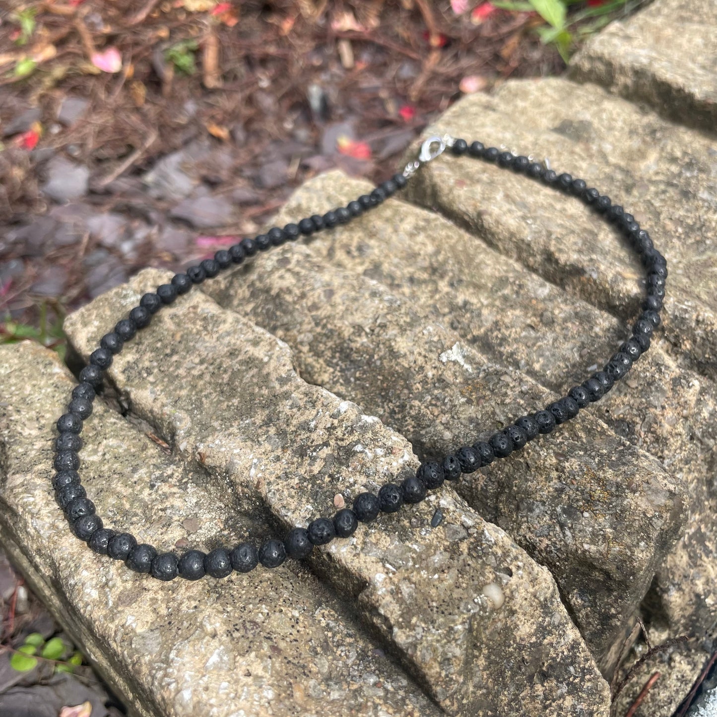 Lava Stone Bead Choker Necklace