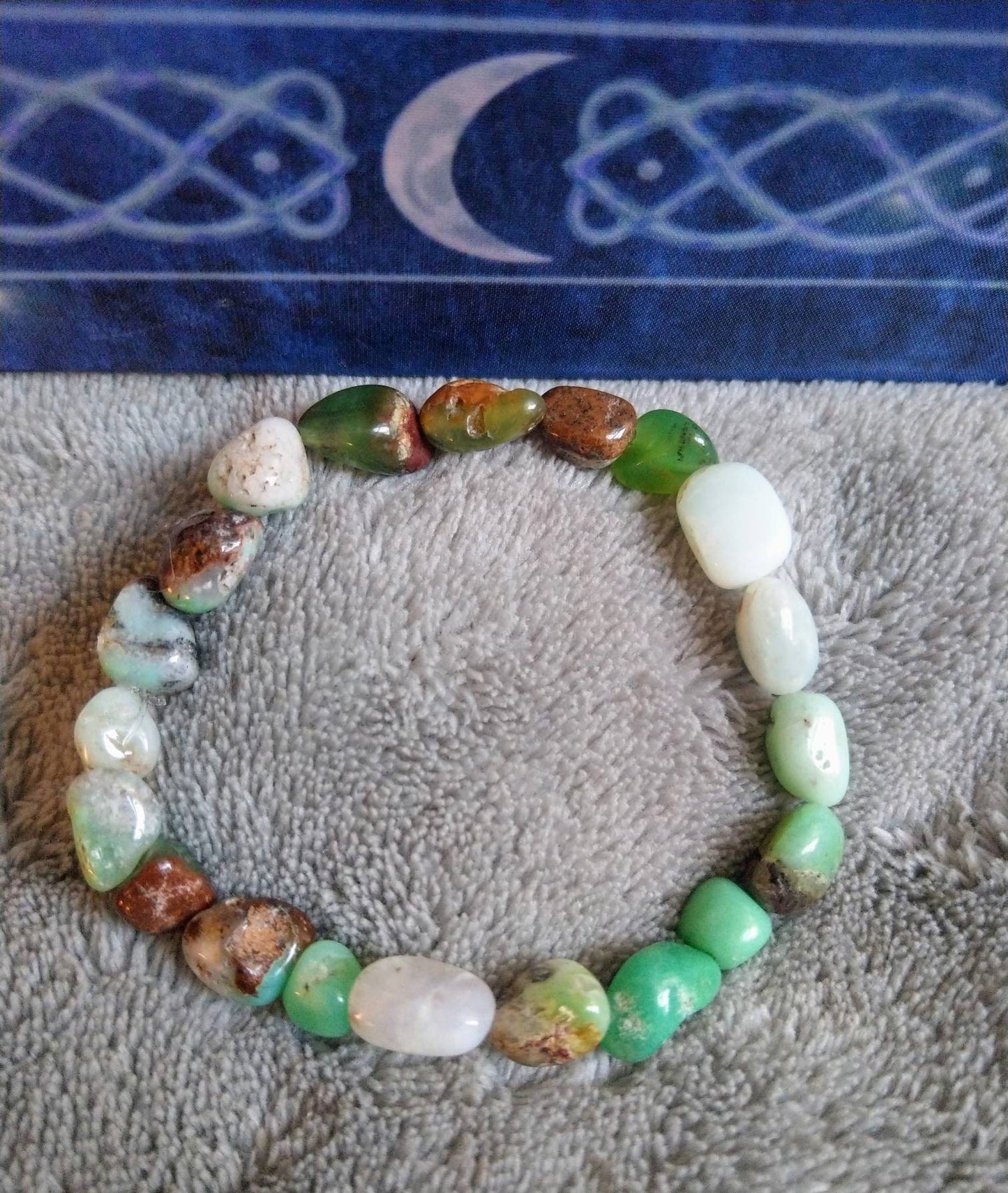 Chrysoprase bracelet nugget Stone Crystal healing natural stone stretch stacking bracelet