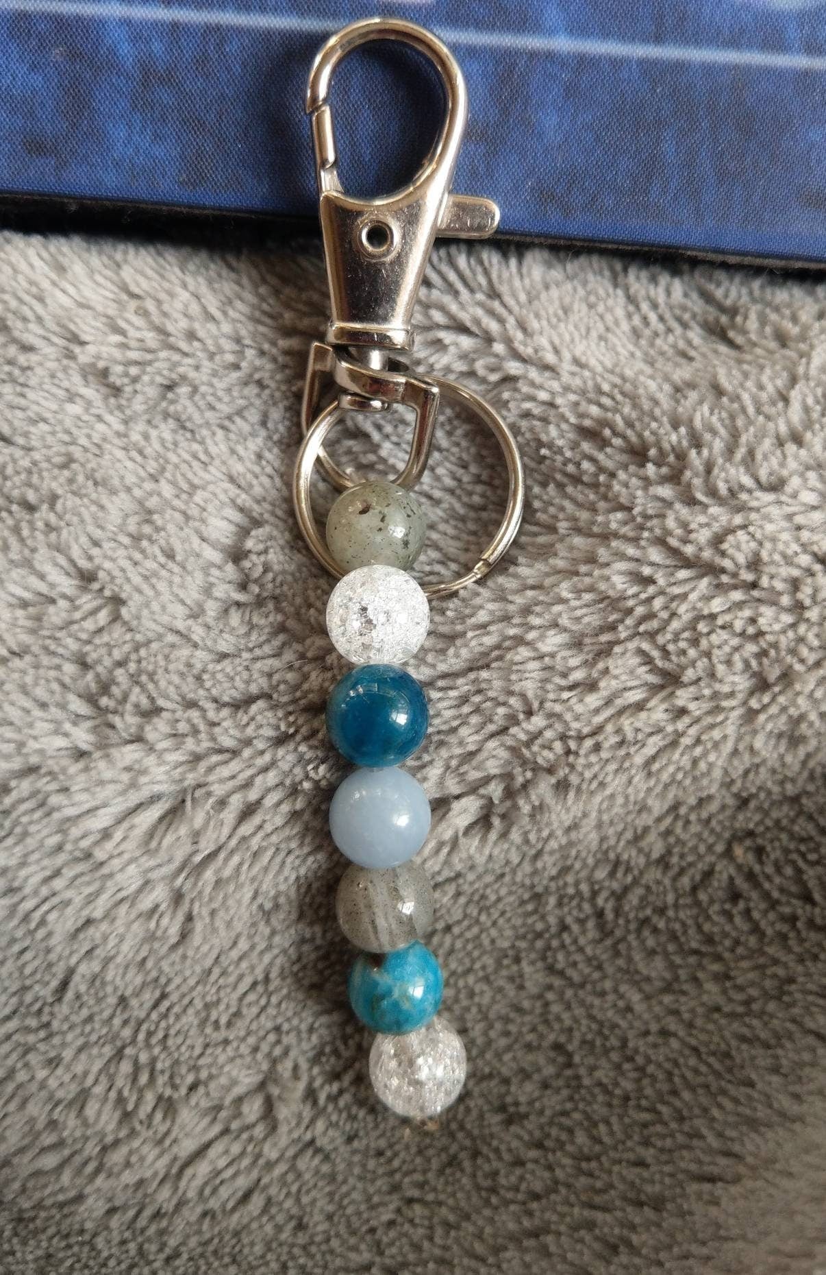 Guardian angel key ring chain bag charm gift for her angelite crystal healing