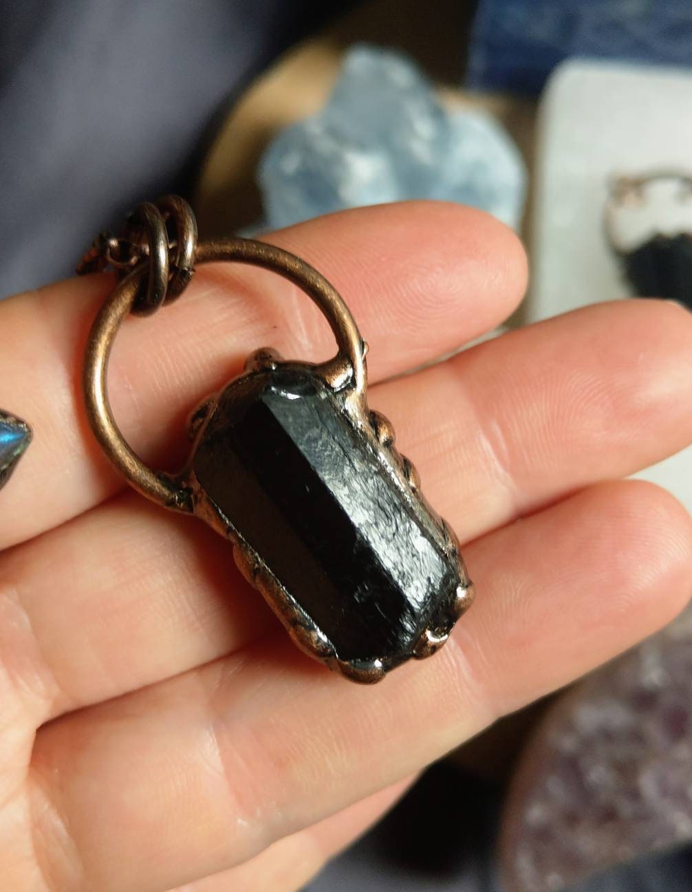 Black Tourmaline pendant necklace raw stone antique style natural stone crystal jewelry Protection, Grounding, Stability, Psychic Attack