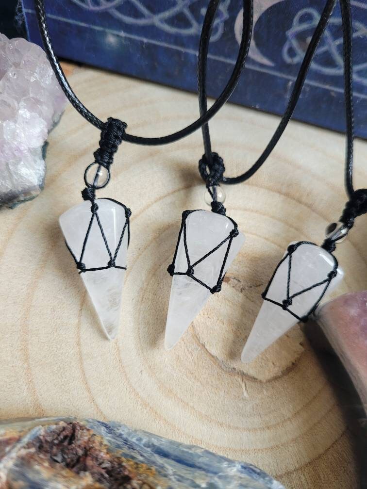 Clear Quartz necklace adjustable cone Crystal healing natural stone Necklace - Master Healer, Amplifier, Clarity, Light