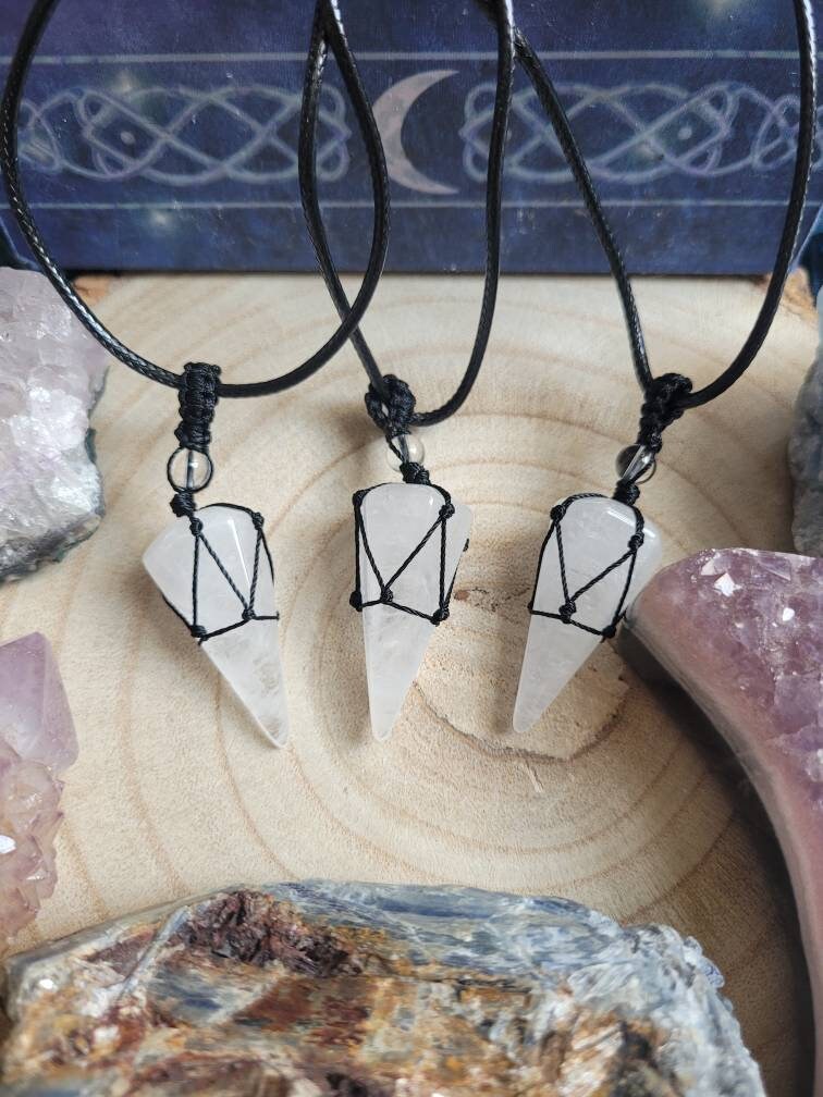 Clear Quartz necklace adjustable cone Crystal healing natural stone Necklace - Master Healer, Amplifier, Clarity, Light
