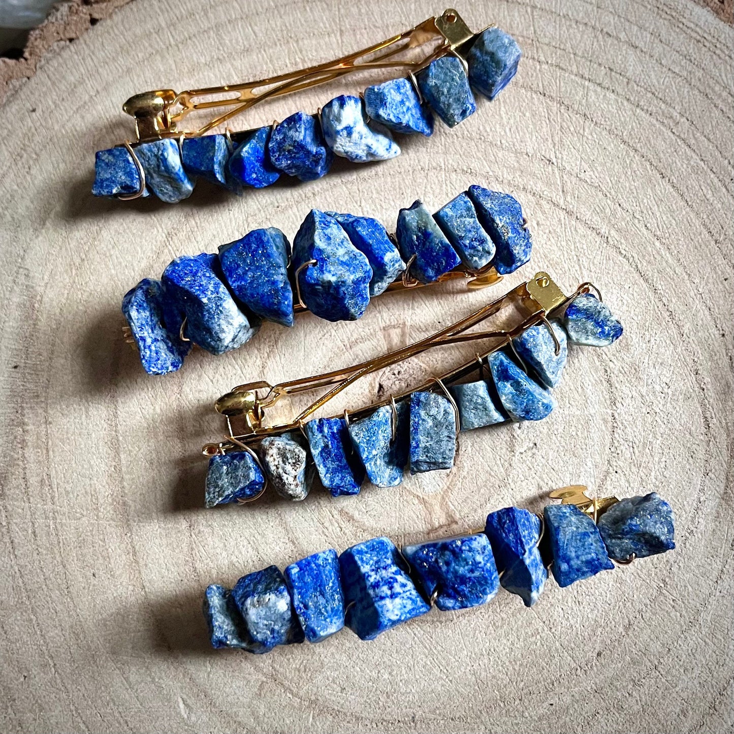 Lapis lazuli hair slide crystal Healing natural raw stone luck communication