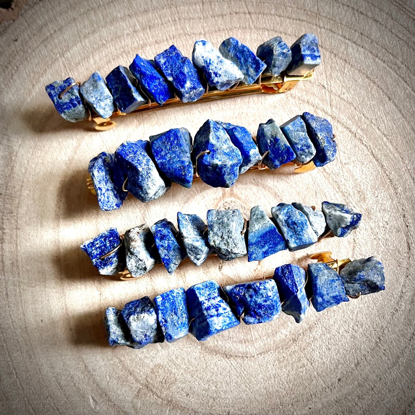 Lapis lazuli hair slide crystal Healing natural raw stone luck communication