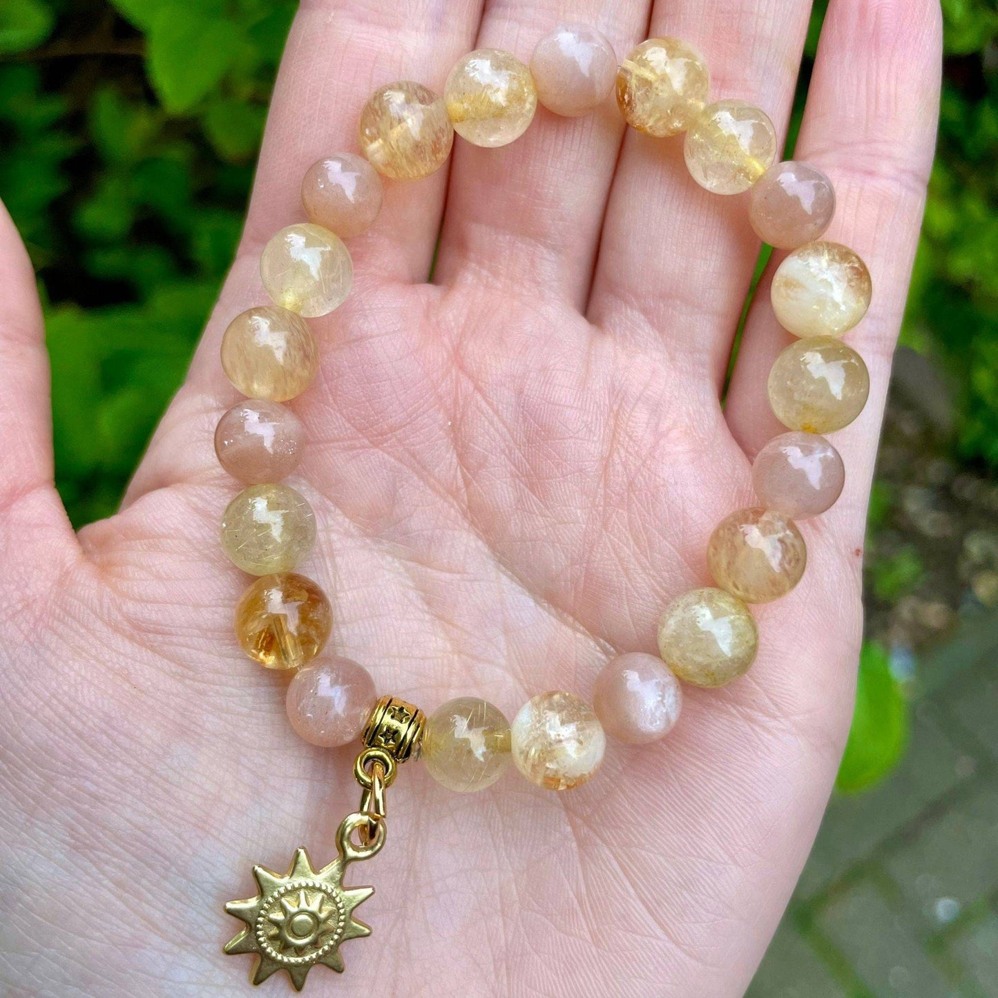 connect with the sun bracelet sunstone citrine and golden quartz encourages positivity crystal bracelet gift