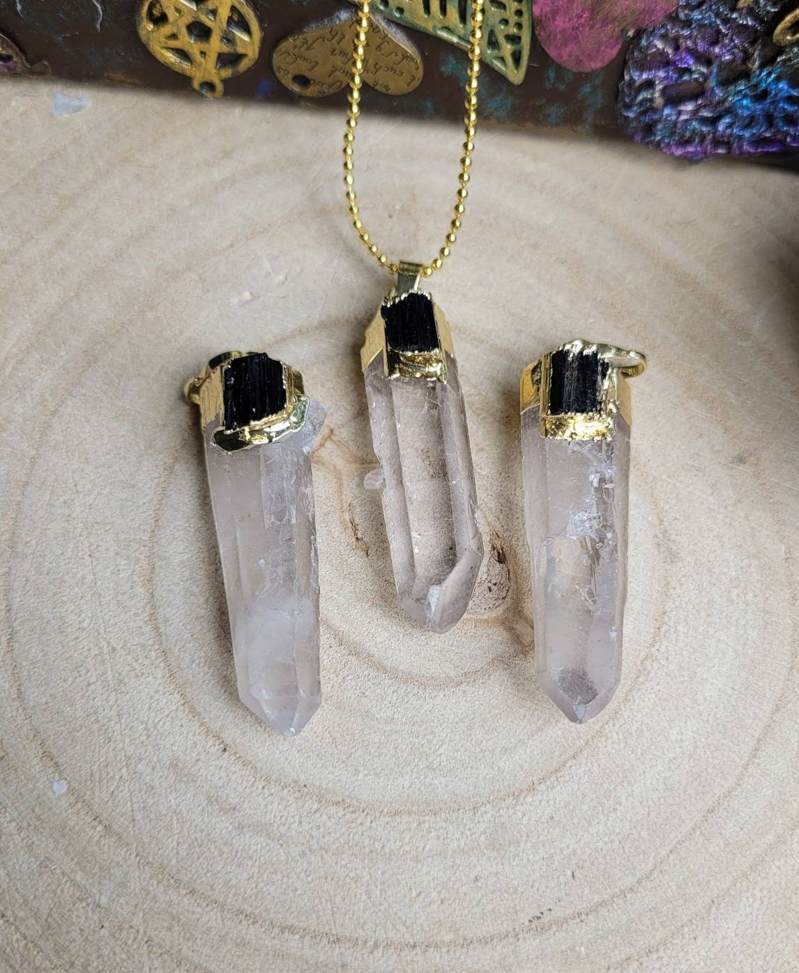 Raw tourmaline necklace deals