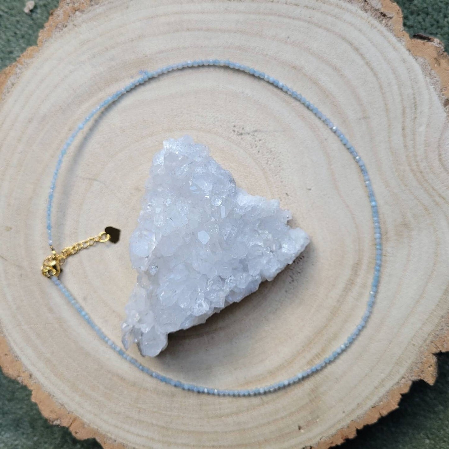 Aquamarine choker necklace minimalist crystal healing natural stone