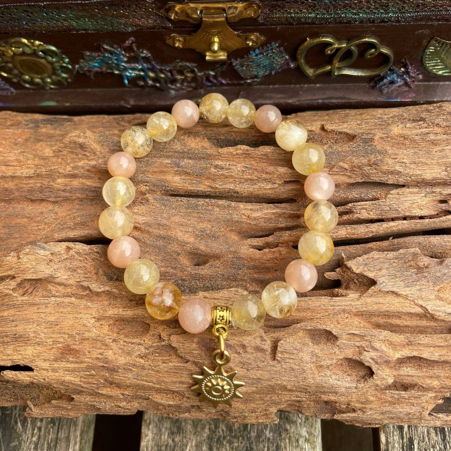 connect with the sun bracelet sunstone citrine and golden quartz encourages positivity crystal bracelet gift