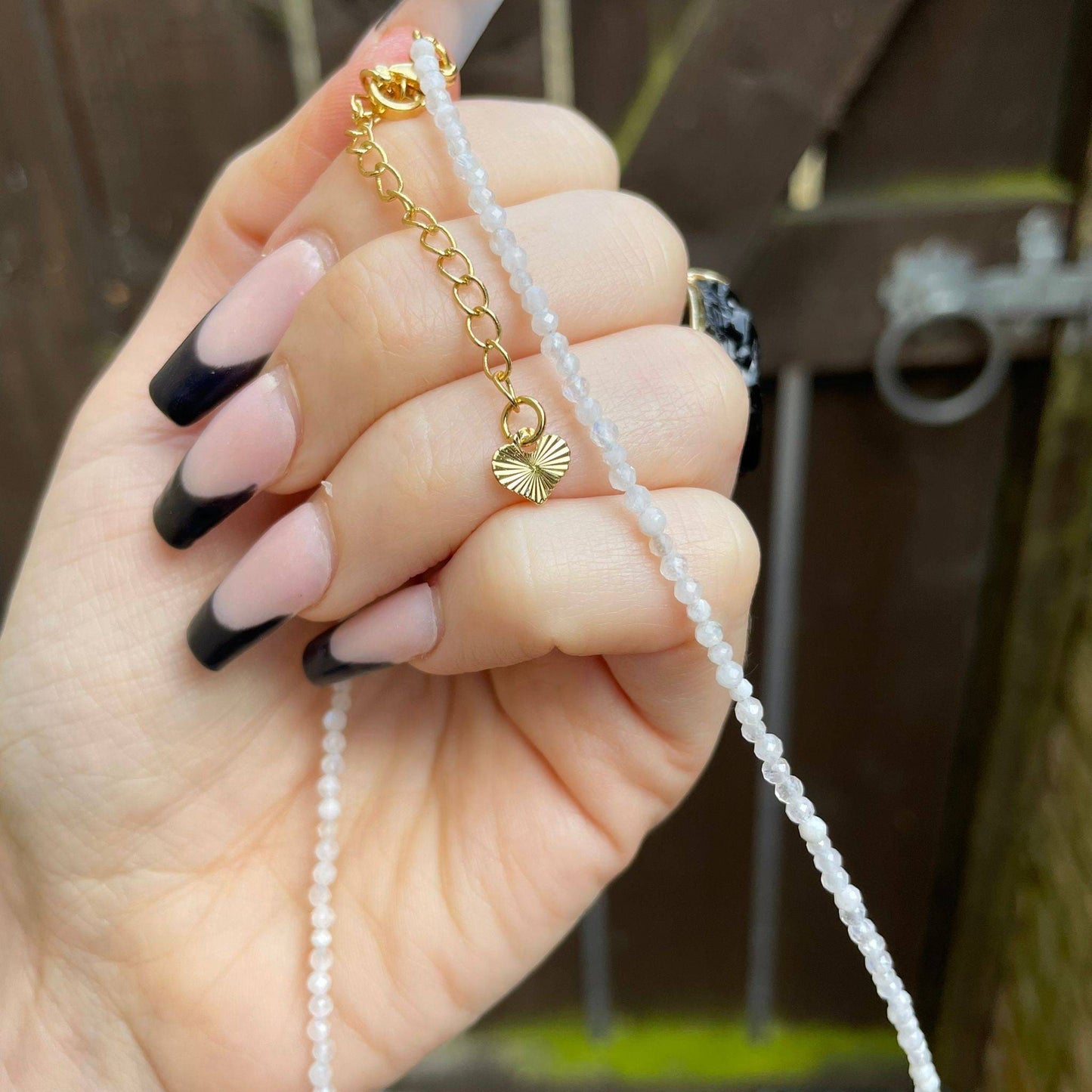 Moonstone choker necklace minimalist crystal healing natural stone