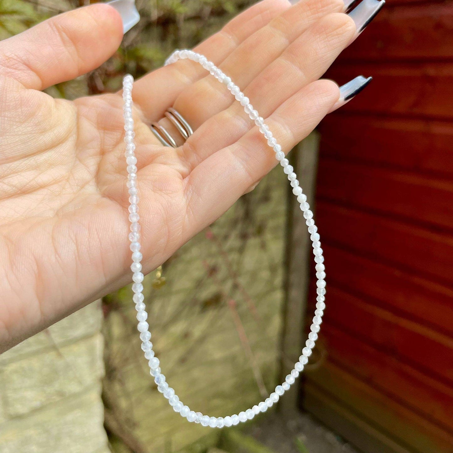 Moonstone choker necklace minimalist crystal healing natural stone