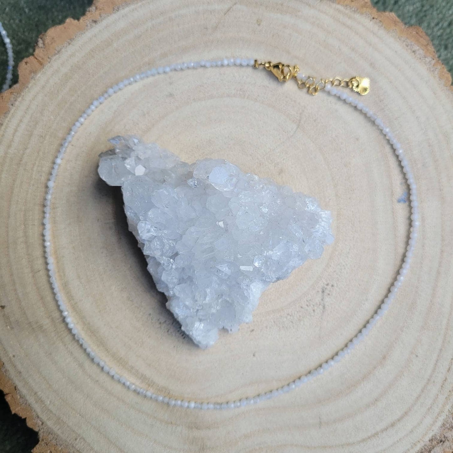 Moonstone choker necklace minimalist crystal healing natural stone
