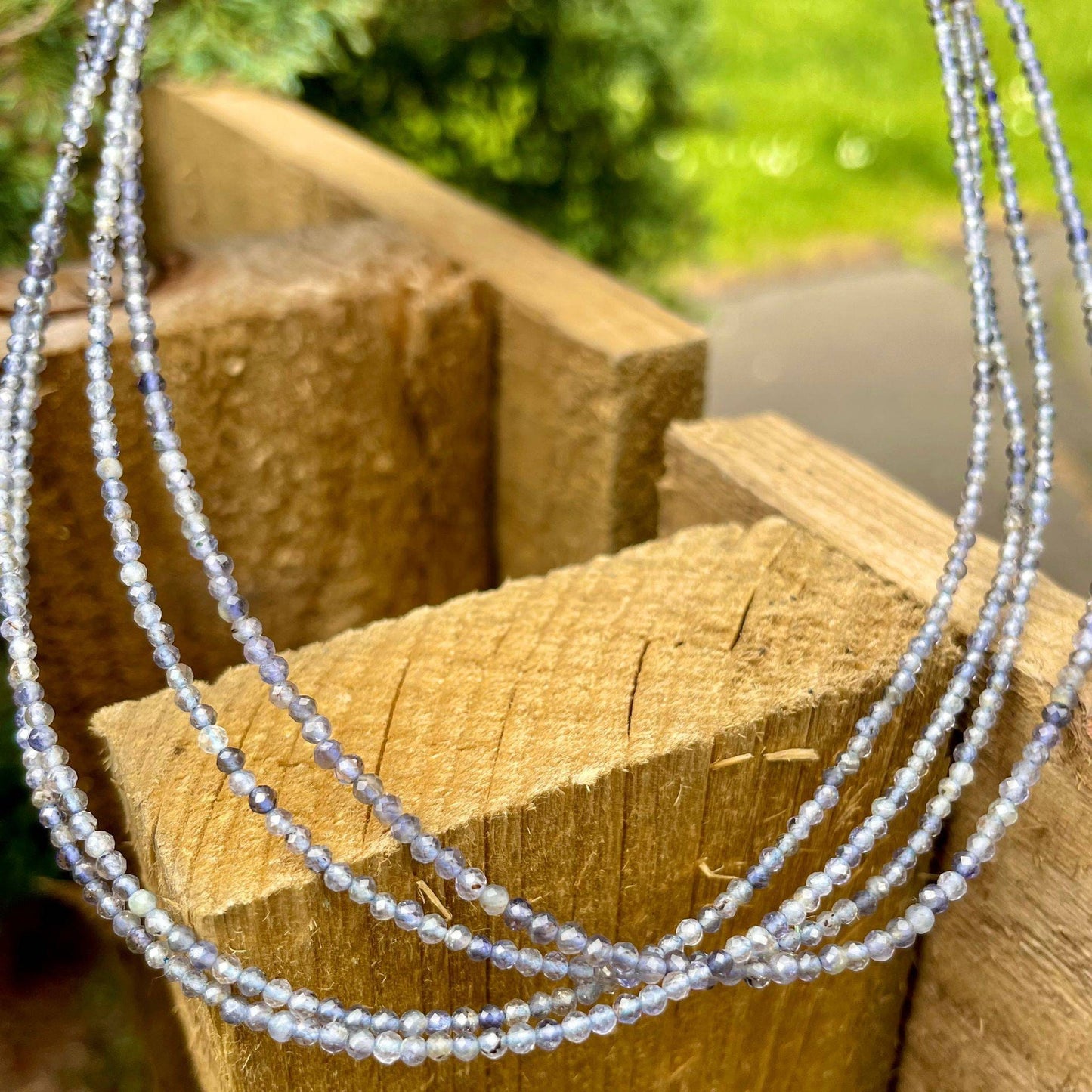 Iolite choker necklace minimalist crystal healing natural Stone