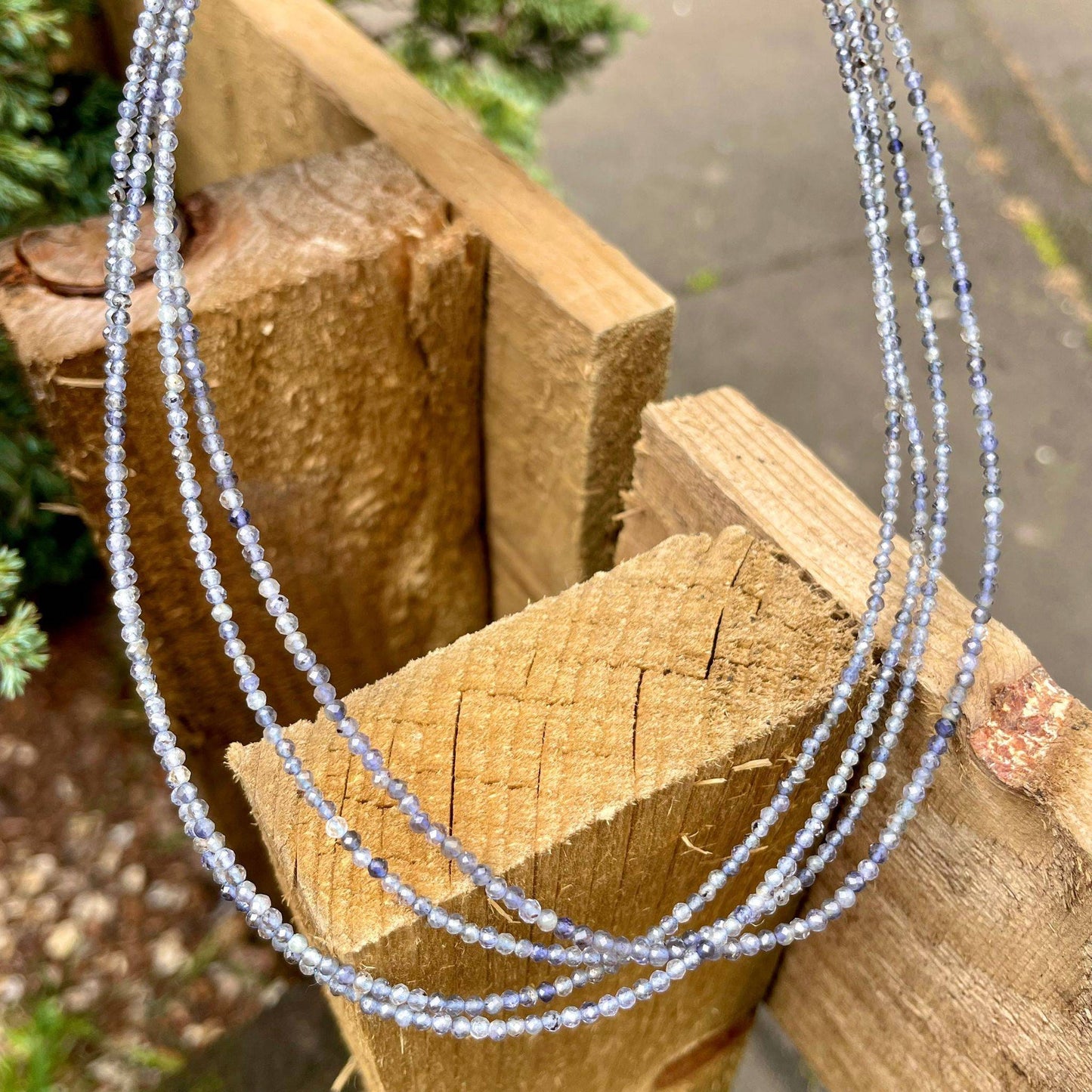 Iolite choker necklace minimalist crystal healing natural Stone