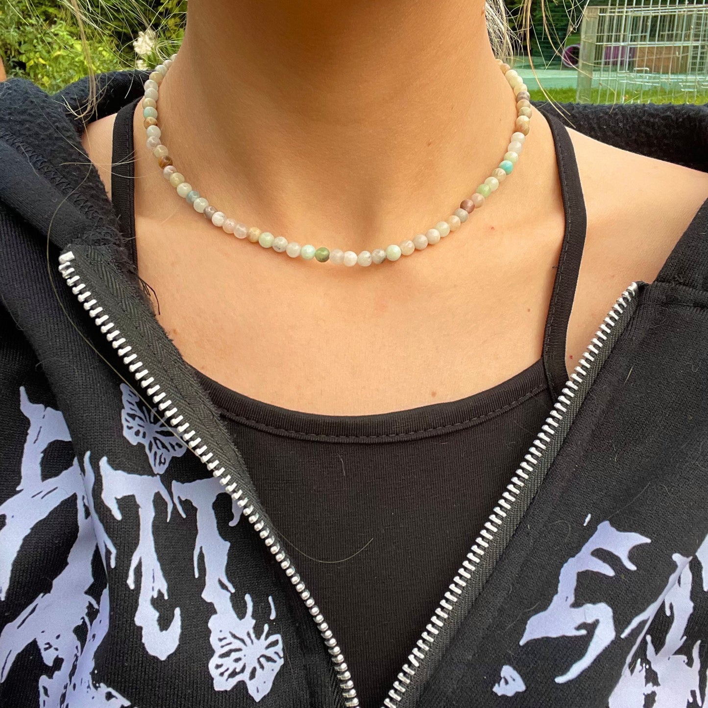 Flower Amazonite choker amazonite necklace minimalist jewellery crystal healing natural stone jewelry