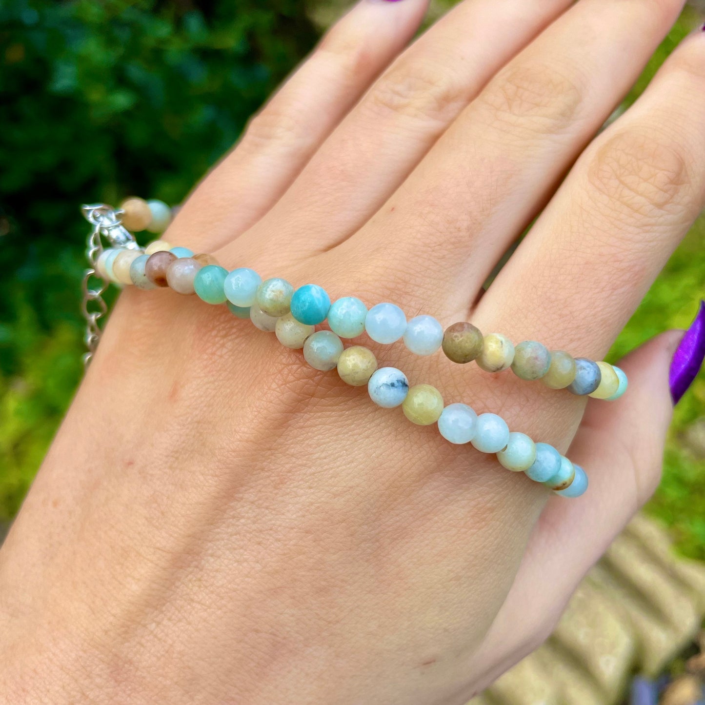 Flower Amazonite choker amazonite necklace minimalist jewellery crystal healing natural stone jewelry