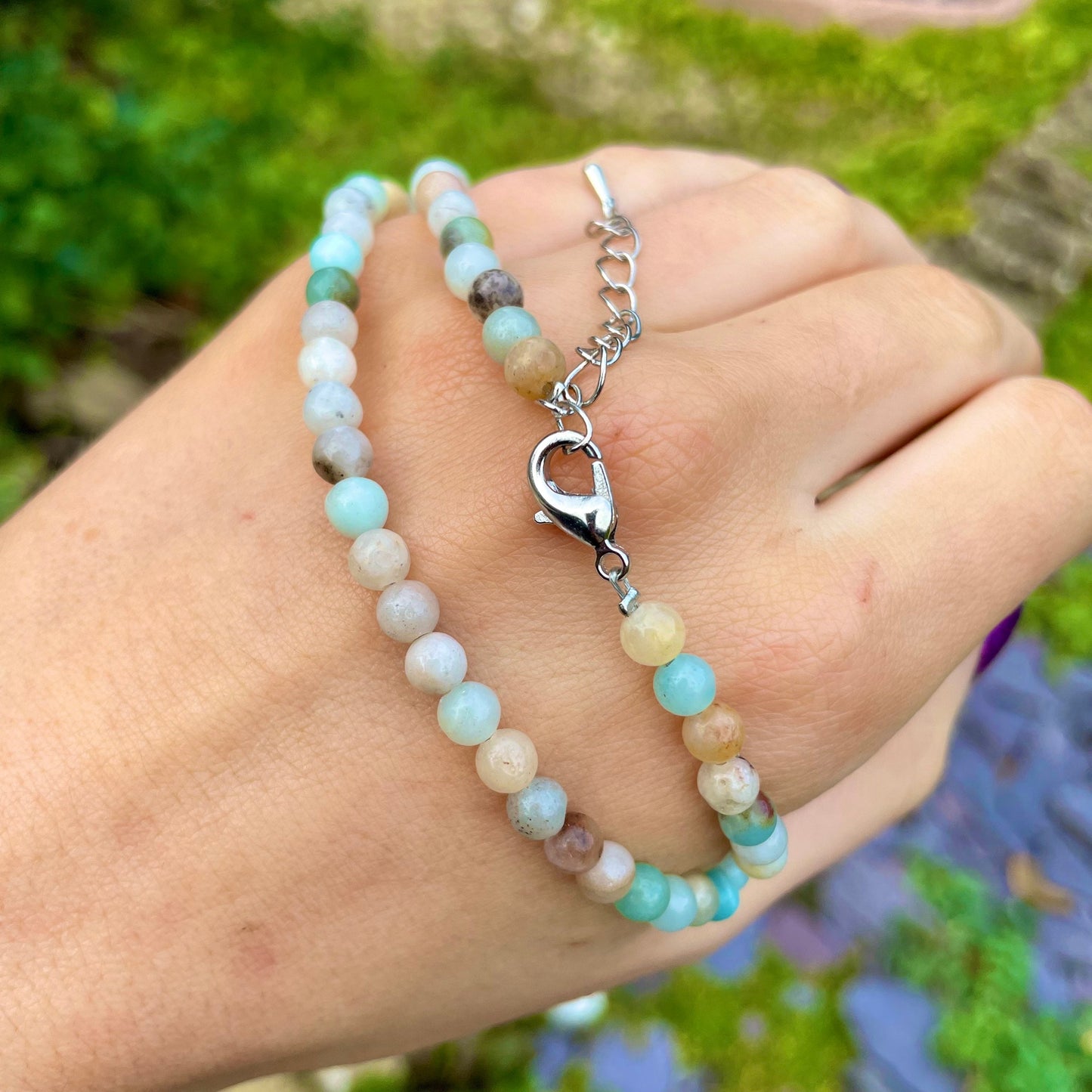 Flower Amazonite choker amazonite necklace minimalist jewellery crystal healing natural stone jewelry