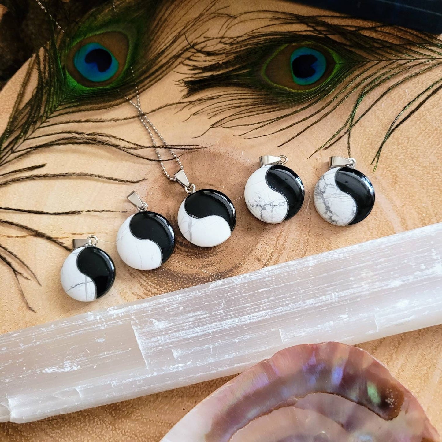 yin yang balance pendant oynx howlite Necklace crystal healing spiritual support gift for him or her